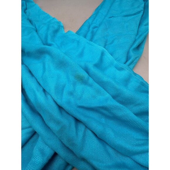 Turquoise Blue Lightweight Fringe Scarf wrap 72x32" READ - Picture 3 of 7